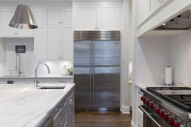 kitchen with white cabinets and stainless steel appliances